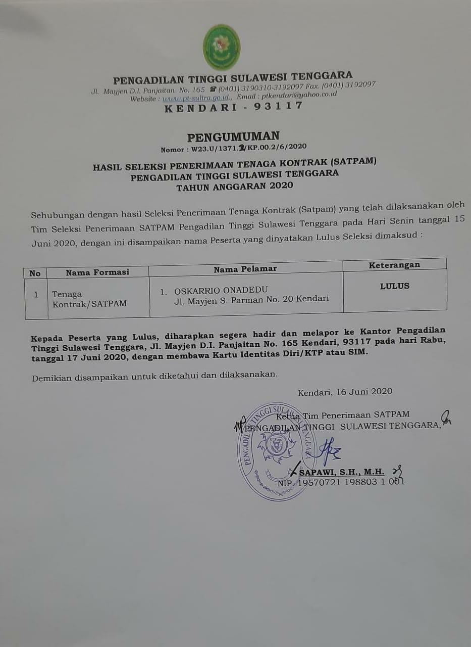 penerimaan satpam ptsultra